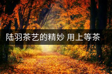 陸羽茶藝的精妙 用上等茶葉煎出一碗茶