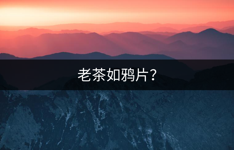 老茶如鴉片？