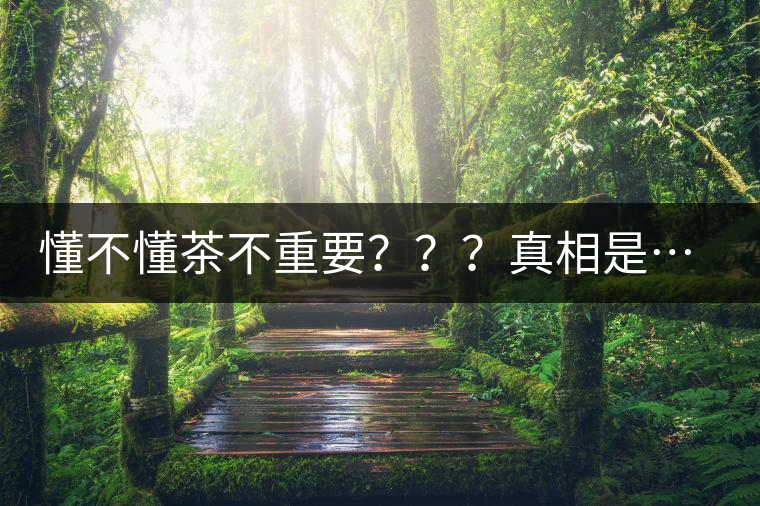 懂不懂茶不重要？？？真相是……