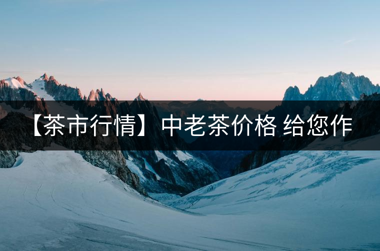 【茶市行情】中老茶價格 給您作參考！