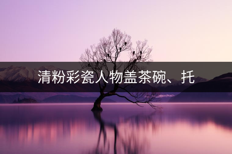 清粉彩瓷人物蓋茶碗、托