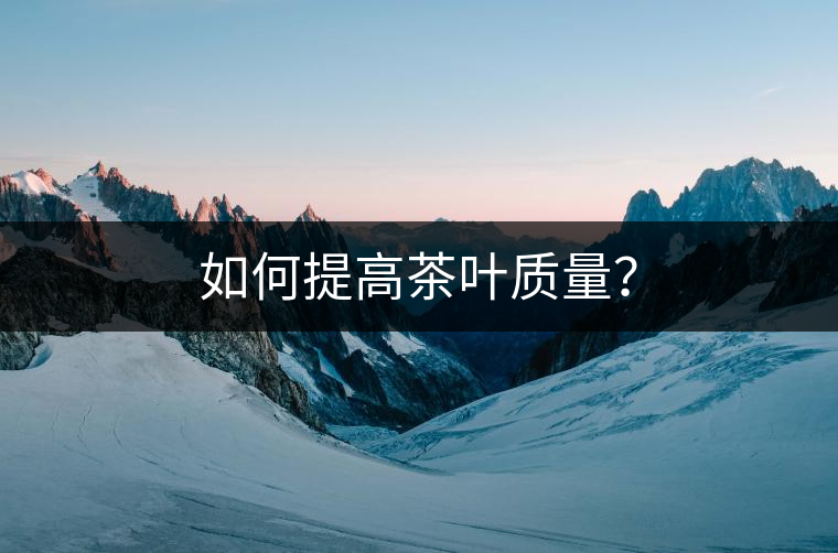 如何提高茶葉質量？