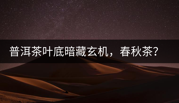 普洱茶葉底暗藏玄機，春秋茶？大樹茶？野生茶？班章料？你讀懂了嗎？