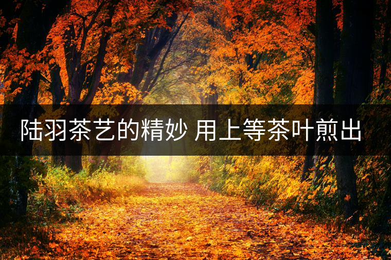 陸羽茶藝的精妙 用上等茶葉煎出一碗茶
