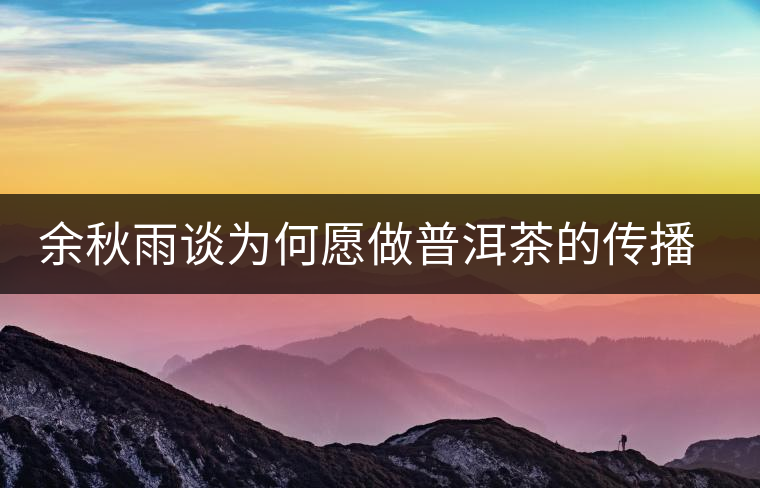 余秋雨談為何愿做普洱茶的傳播者