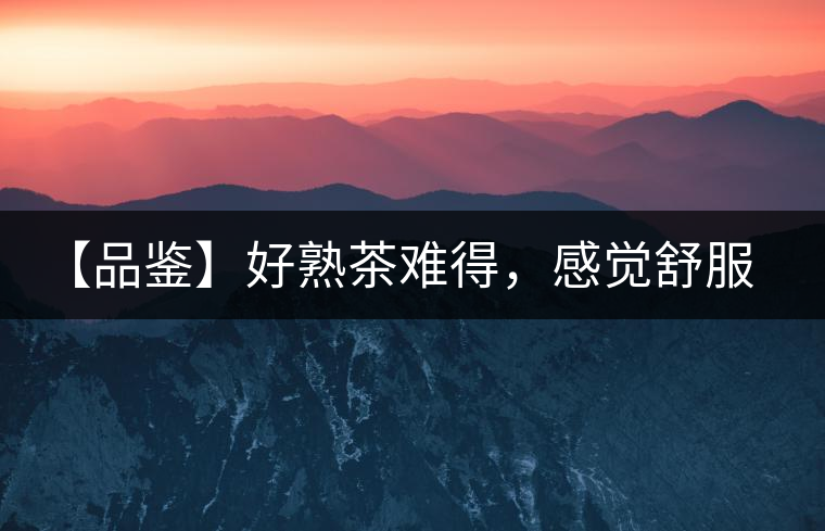 【品鑒】好熟茶難得，感覺舒服已是珍貴