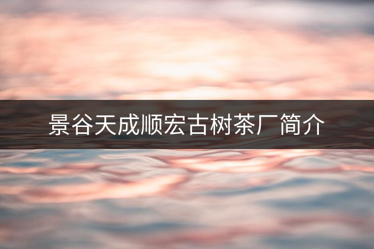 景谷天成順宏古樹茶廠簡介 景谷天成順宏古樹茶廠簡介