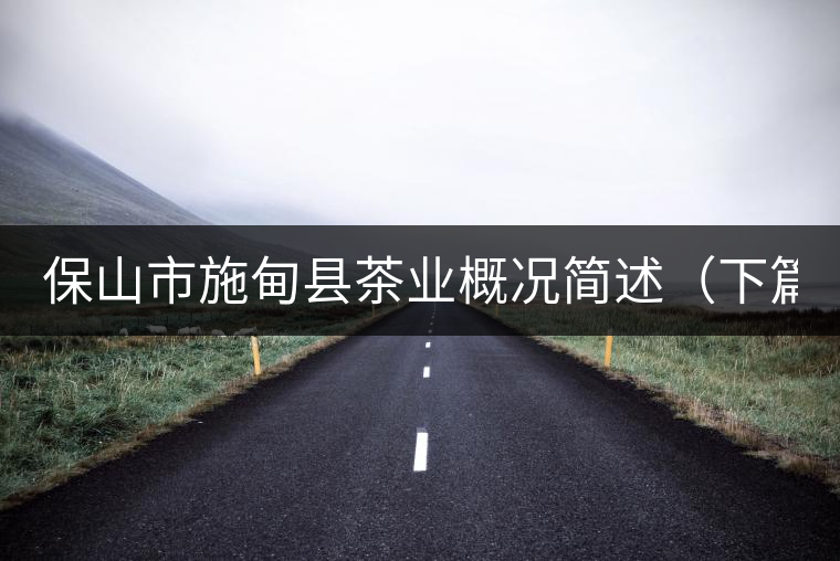 保山市施甸縣茶業(yè)概況簡述(下篇) 保山市施甸縣茶業(yè)概況簡述(下篇)